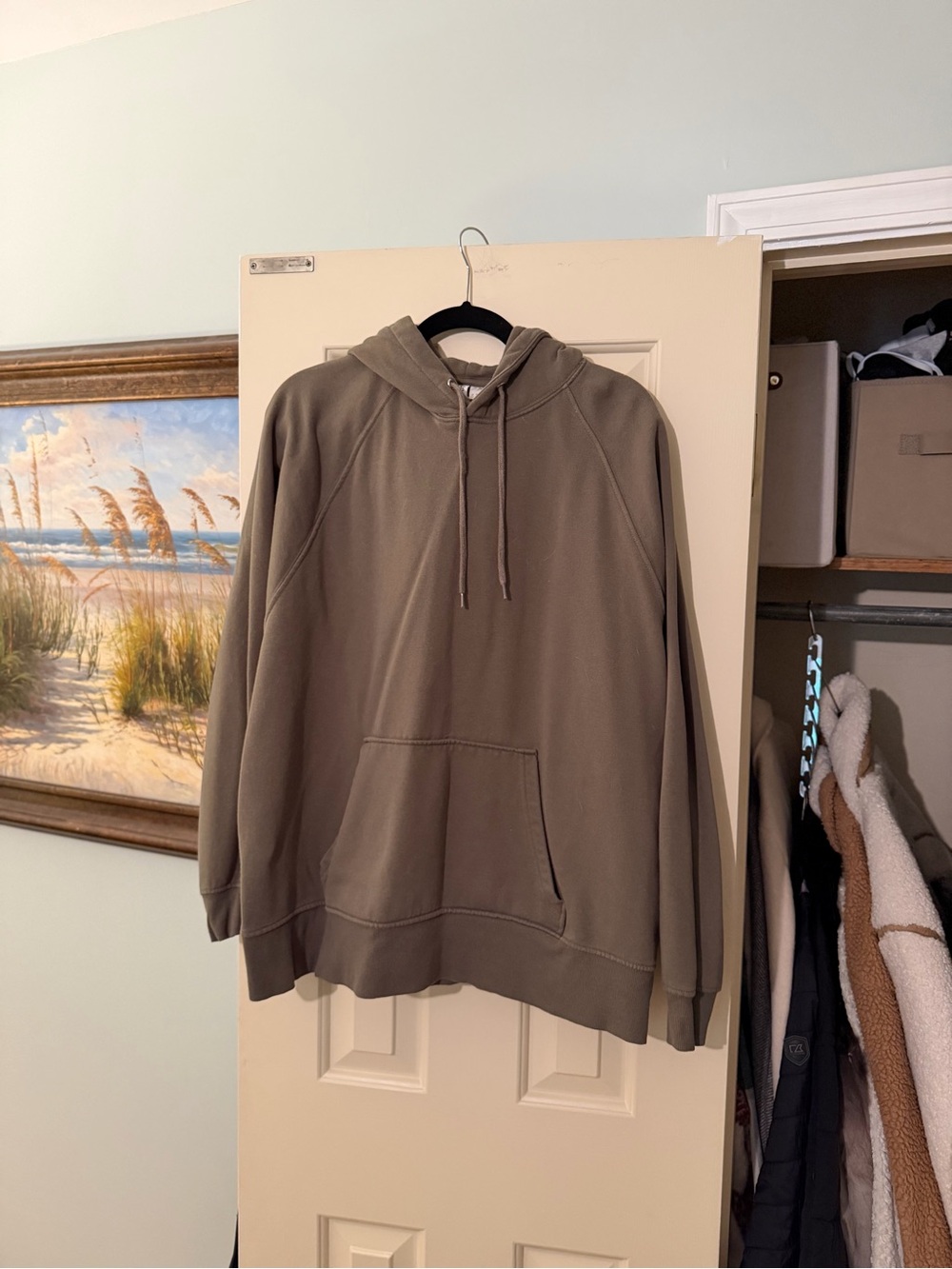 H&M Olive Green Drawstring Hoodie - Oversized Fit